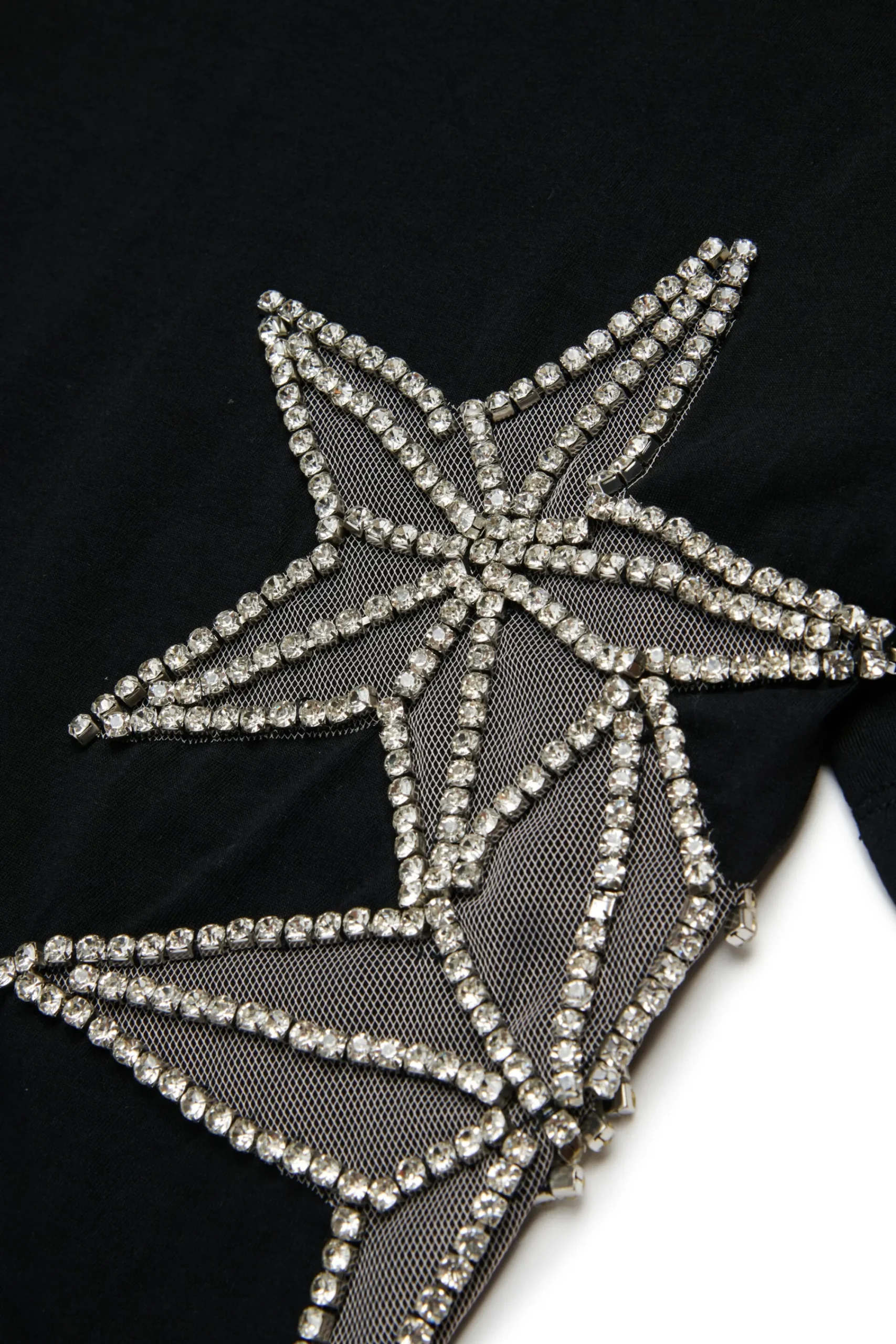 T-Shirts>DSQUARED2 T-shirt with mesh and crystals stars black