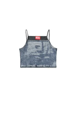 T-Shirts>DIESEL T-shirt with mylar and sequin finishing Denim Black