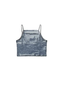 T-Shirts>DIESEL T-shirt with mylar and sequin finishing Denim Black