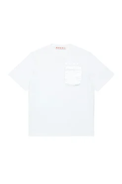 T-Shirts>MARNI T-shirt with mylar pocket natural white