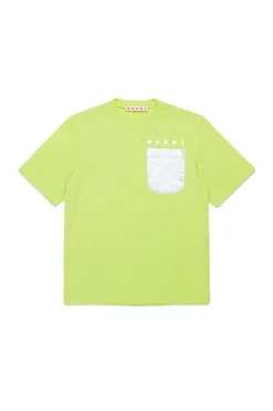 T-Shirts>MARNI T-shirt with mylar pocket slime green