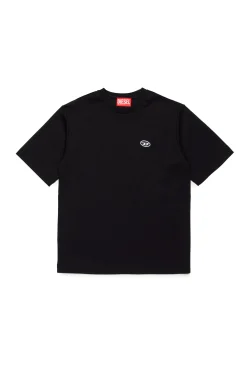T-Shirts>DIESEL T-shirt with oval D patch black