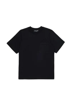T-Shirts | T-Shirts>DSQUARED2 T-shirt with pocket and logo branded Icon New Generation black