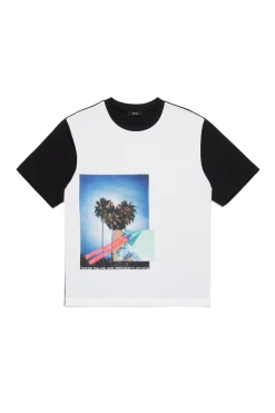T-Shirts>N°21 T-shirt with Postcard print black