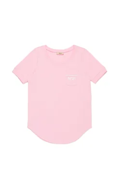 T-Shirts>N°21 T-shirt with rounded bottom pink