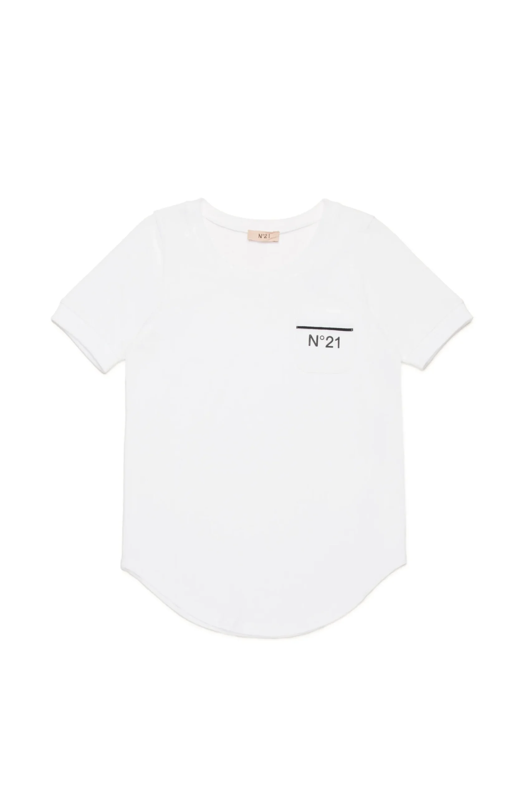 T-Shirts>N°21 T-shirt with rounded bottom white