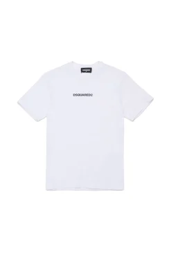 T-Shirts | Activewear>DSQUARED2 T-shirt with rubber effect logo white