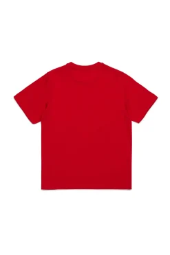 T-Shirts | Activewear>DSQUARED2 T-shirt with rubber effect logo tango red