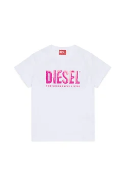 T-Shirts>DIESEL T-shirt with sequin logo white