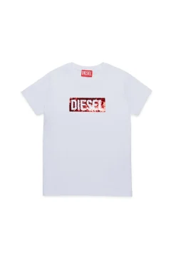 T-Shirts>DIESEL T-shirt with sequin logo white