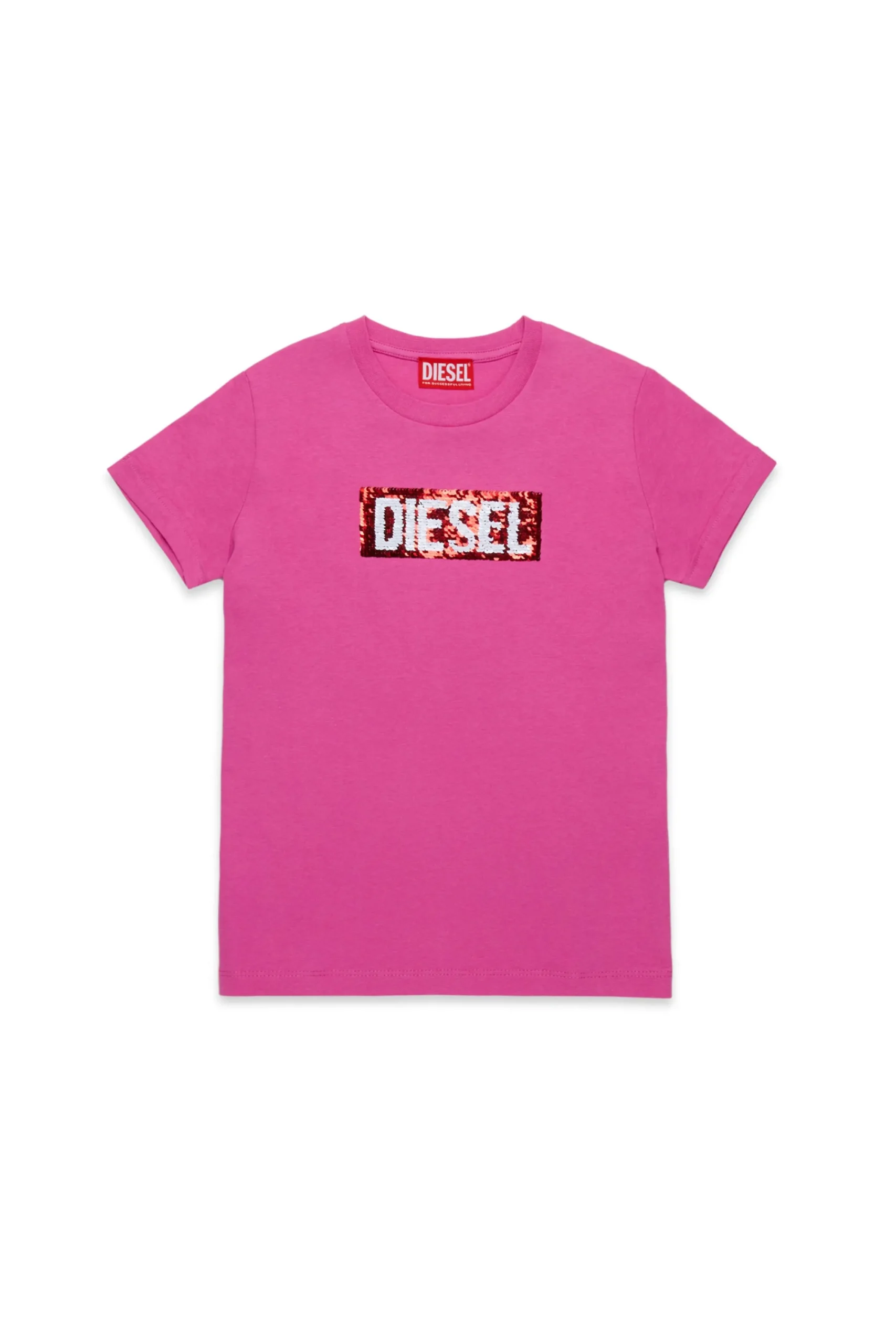 T-Shirts>DIESEL T-shirt with sequin logo bright fuxya