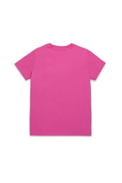 T-Shirts>DIESEL T-shirt with sequin logo bright fuxya