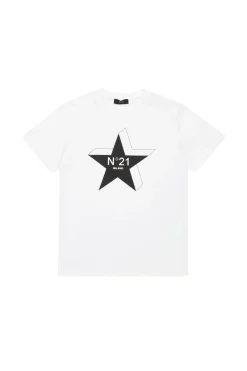 T-Shirts>N°21 T-shirt with star logo white
