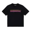 T-Shirts | Logomania>DSQUARED2 T-shirt with striped and shaded logo black