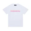 T-Shirts | Logomania>DSQUARED2 T-shirt with striped and shaded logo white