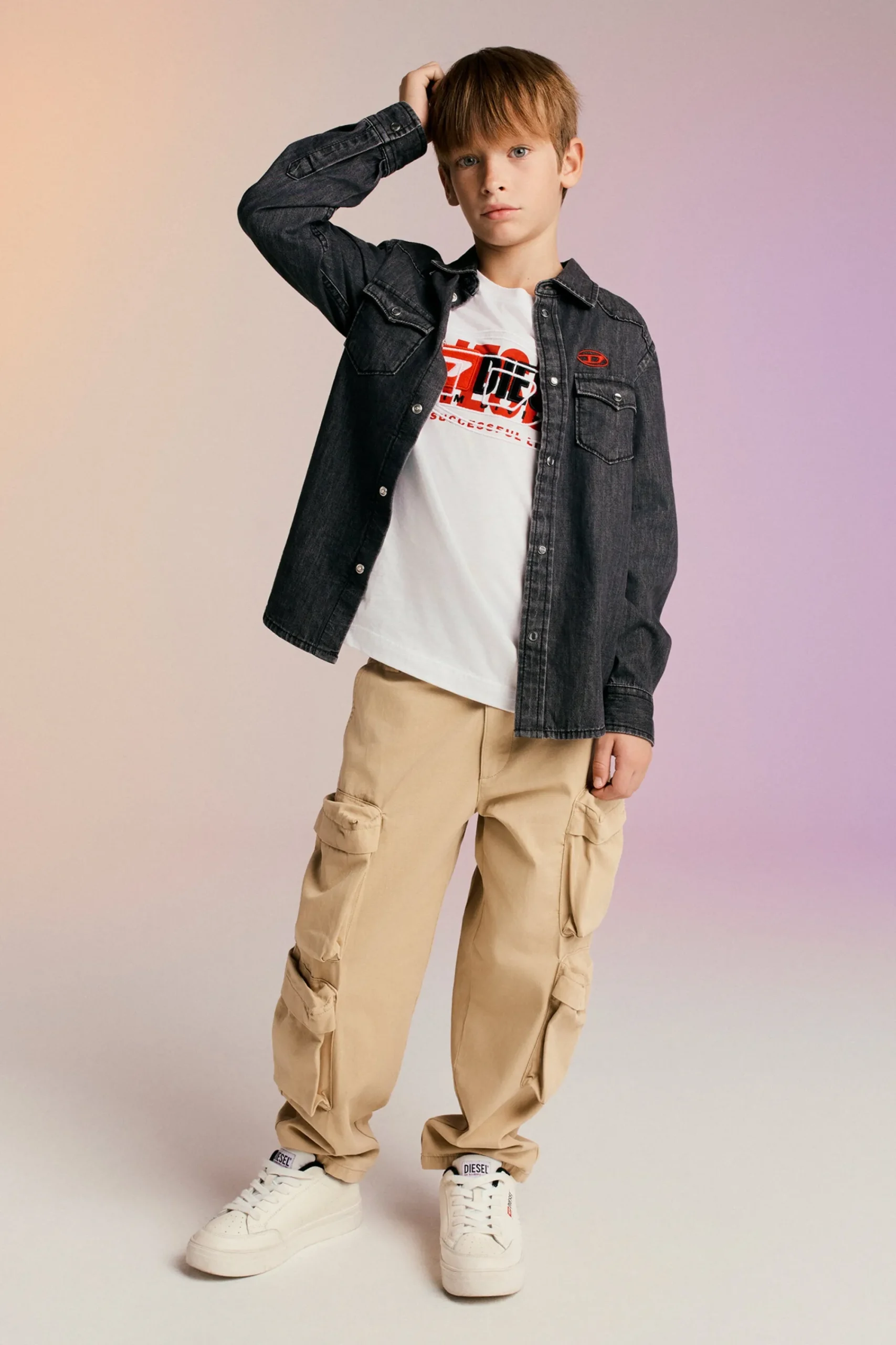Pants>DIESEL Twill cargo pants beige