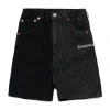 Shorts | Denim-Mania>MM6 MAISON MARGIELA Two-tone denim shorts with lettering Denim Black