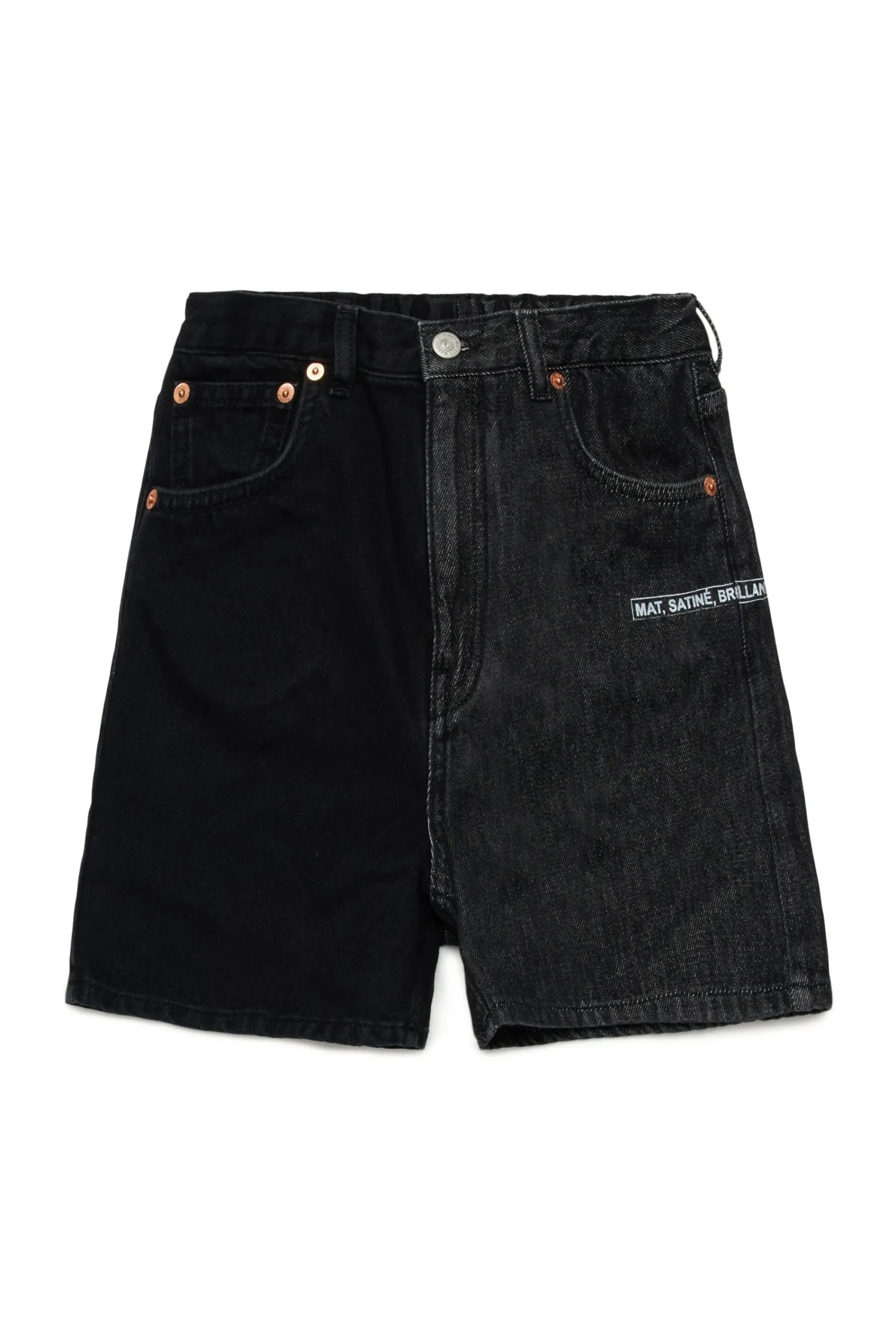 Shorts | Denim-Mania>MM6 MAISON MARGIELA Two-tone denim shorts with lettering Denim Black