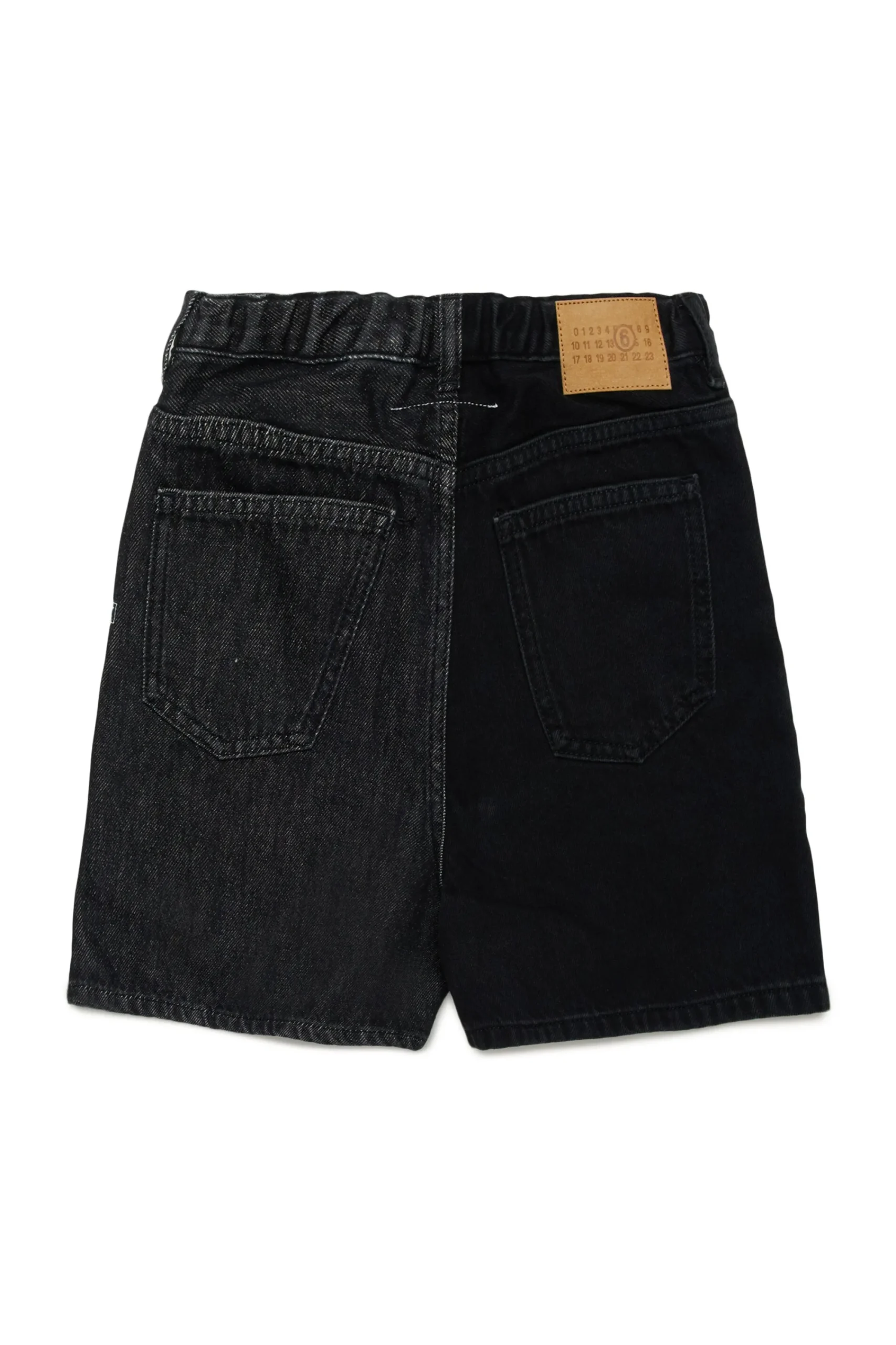 Shorts | Denim-Mania>MM6 MAISON MARGIELA Two-tone denim shorts with lettering Denim Black
