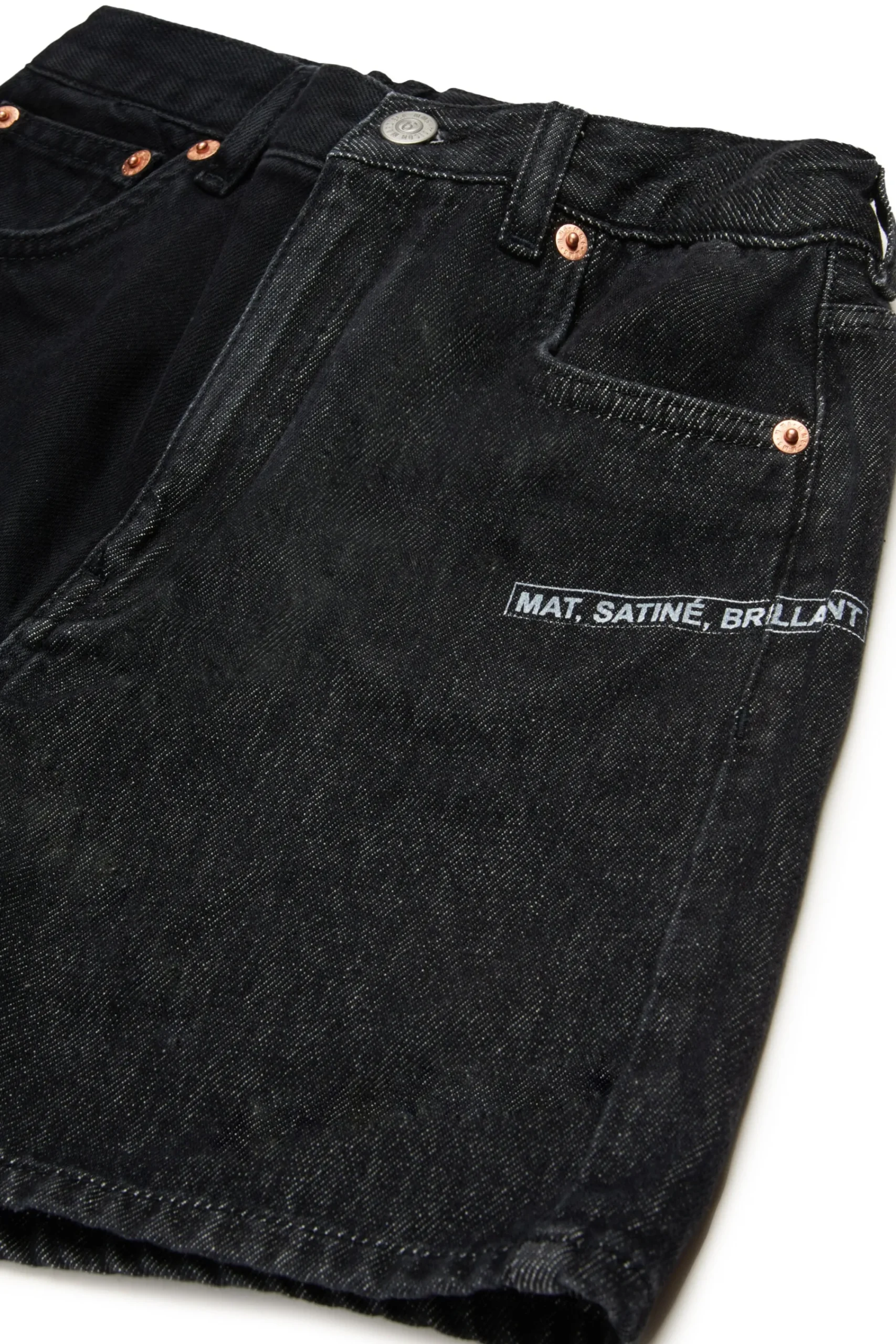Shorts | Denim-Mania>MM6 MAISON MARGIELA Two-tone denim shorts with lettering Denim Black