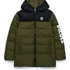 Jackets And Padded Jackets | Jackets And Padded Jackets>DIESEL Two-tone padded jacket with logo dusty olive