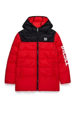 Jackets And Padded Jackets | Jackets And Padded Jackets>DIESEL Two-tone padded jacket with logo carnation red