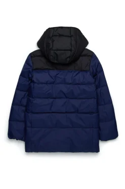 Jackets And Padded Jackets | Jackets And Padded Jackets>DIESEL Two-tone padded jacket with logo blue peacoat