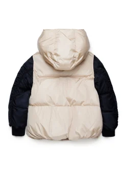 Jackets And Padded Jackets | Jackets And Padded Jackets>MM6 MAISON MARGIELA Two-tone padded jacket with bomber sleeves beige