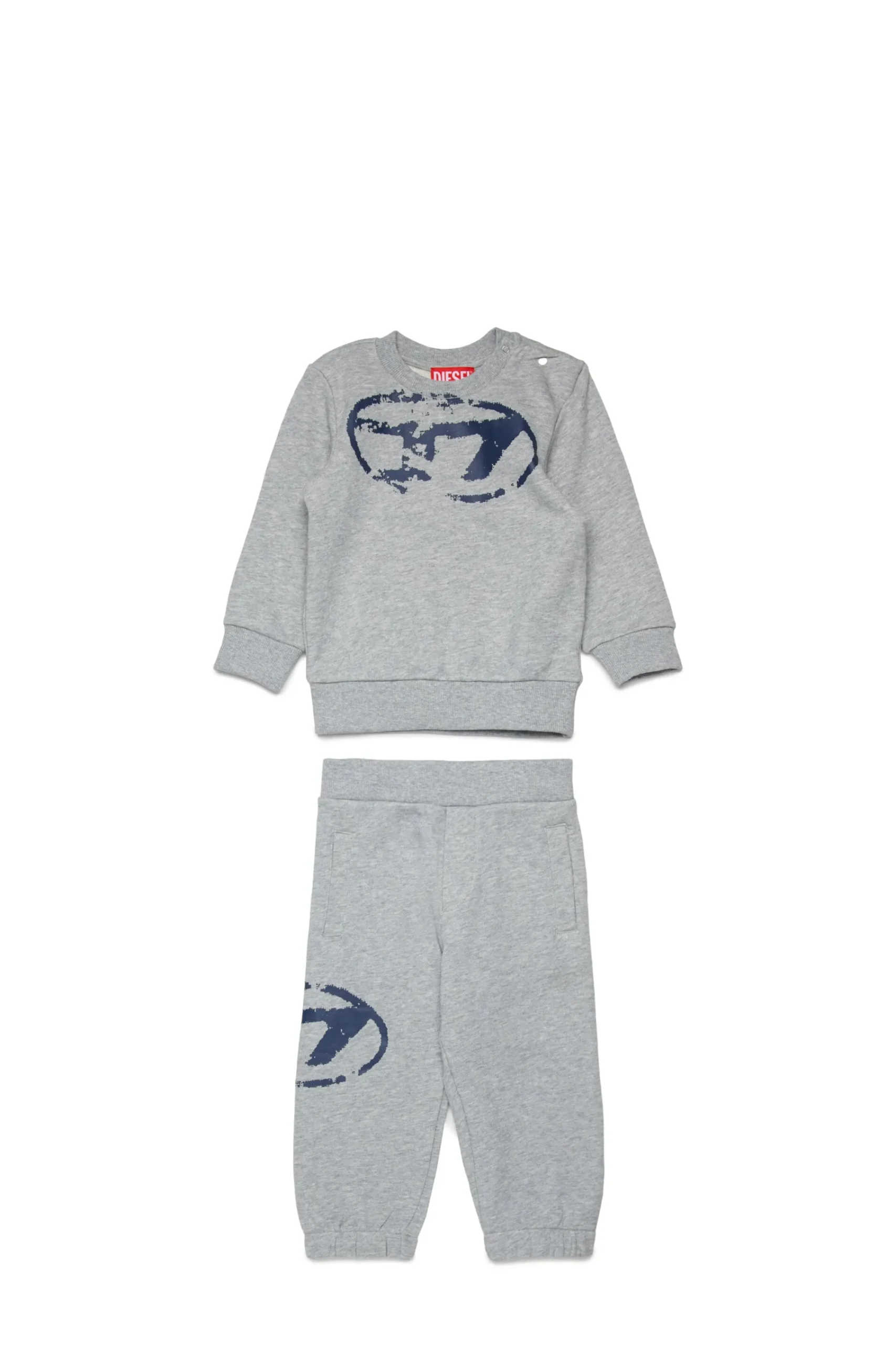 Tracksuits And Baby Set | Oval D By Diesel>DIESEL Used Oval D logo fleece jumpsuit grey melange