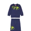 Tracksuits And Baby Set | Oval D By Diesel>DIESEL Used Oval D logo fleece jumpsuit blue peacoat