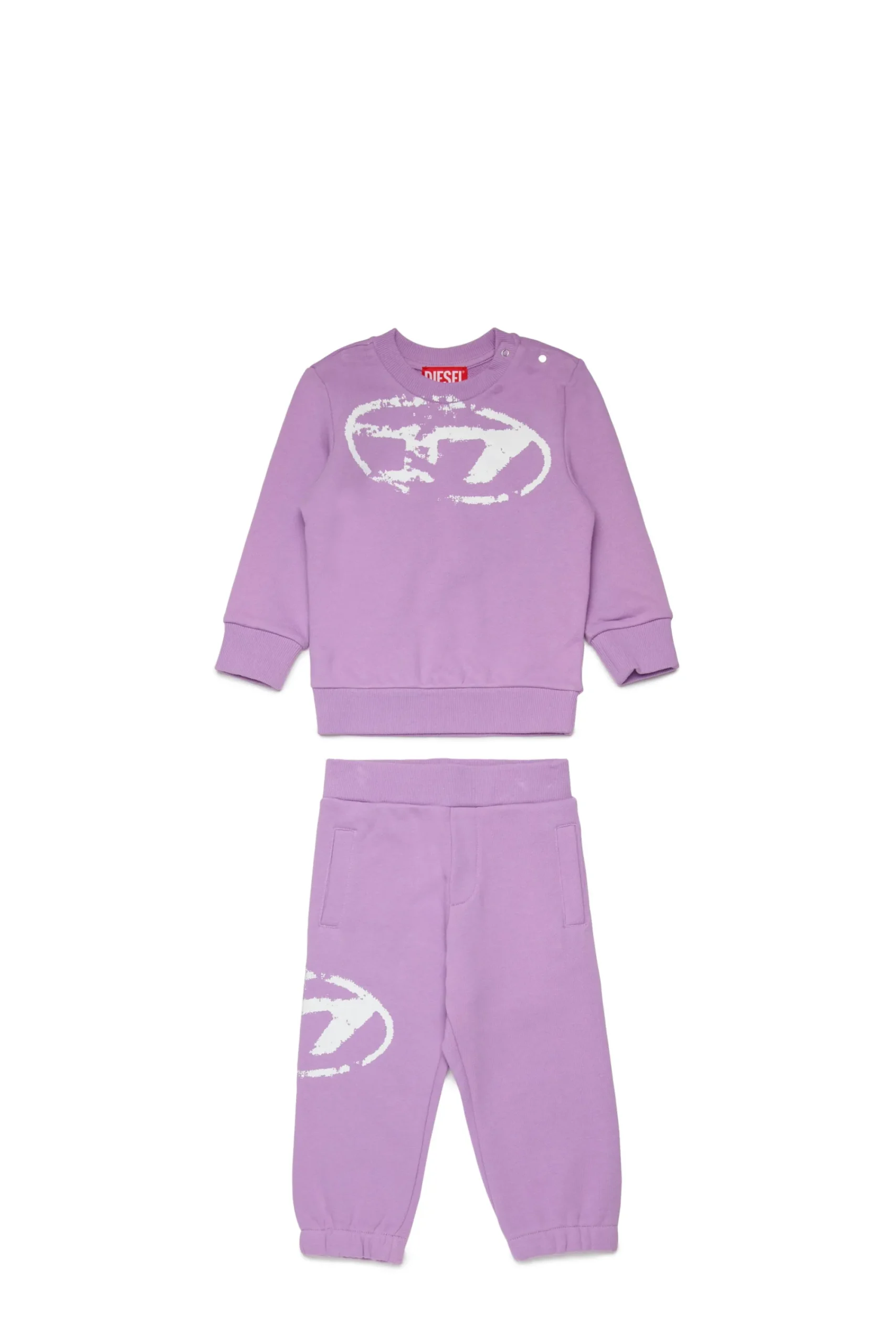 Tracksuits And Baby Set | Oval D By Diesel>DIESEL Used Oval D logo fleece jumpsuit lavender