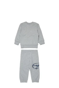 Tracksuits And Baby Set | Oval D By Diesel>DIESEL Used Oval D logo fleece jumpsuit grey melange