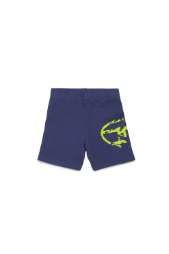 Oval D By Diesel | Oval D By Diesel>DIESEL Used-effect Oval D logo fleece shorts blue peacoat