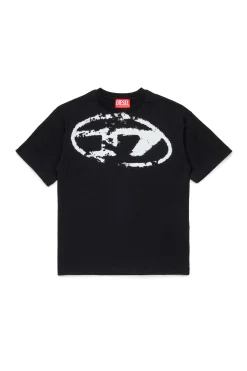 Oval D By Diesel | Oval D By Diesel>DIESEL Used-effect Oval D logo T-shirt black