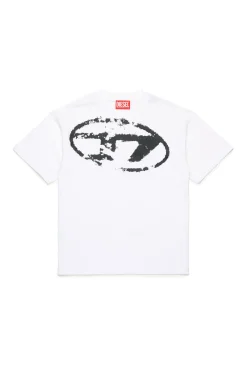 Oval D By Diesel | Oval D By Diesel>DIESEL Used-effect Oval D logo T-shirt white