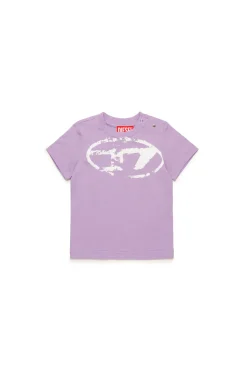 T-Shirts | Oval D By Diesel>DIESEL Used-effect Oval D logo T-shirt lavender