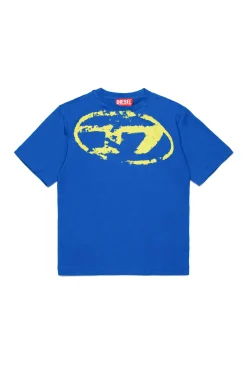 Oval D By Diesel | Oval D By Diesel>DIESEL Used-effect Oval D logo T-shirt bright bluette