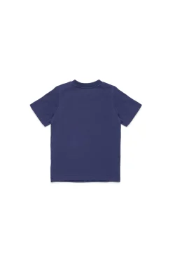 T-Shirts | Oval D By Diesel>DIESEL Used-effect Oval D logo T-shirt blue peacoat