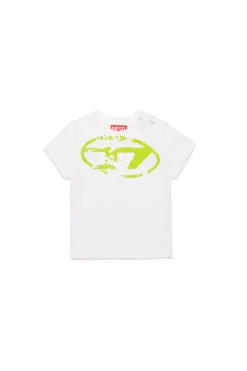 T-Shirts | Oval D By Diesel>DIESEL Used-effect Oval D logo T-shirt white