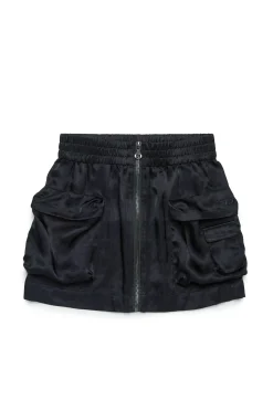 Skirts>DIESEL Utility-style satin skirt black