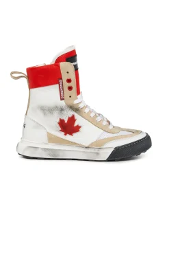 Sneakers | Sneakers>DSQUARED2 Vintage effect boxer high trainers white
