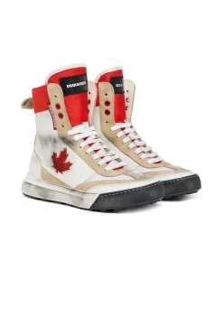 Sneakers | Sneakers>DSQUARED2 Vintage effect boxer high trainers white