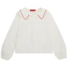 Shirts>MAX&Co. Wide neck shirt with ruffles white