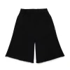 Shorts | Shorts>MM6 MAISON MARGIELA Wide-leg fleece shorts with splits black