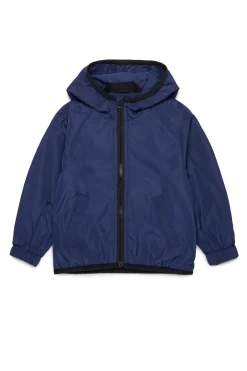 Jackets And Padded Jackets | Oval D By Diesel>DIESEL Windbreaker jacket with maxi Oval D logo blue peacoat