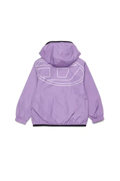 Jackets And Padded Jackets | Oval D By Diesel>DIESEL Windbreaker jacket with maxi Oval D logo lavender