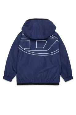 Jackets And Padded Jackets | Oval D By Diesel>DIESEL Windbreaker jacket with maxi Oval D logo blue peacoat