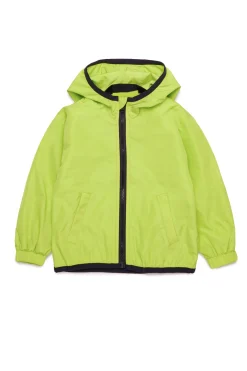 Jackets And Padded Jackets | Oval D By Diesel>DIESEL Windbreaker jacket with maxi Oval D logo slime green