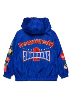 Jackets And Padded Jackets | Jackets And Padded Jackets>DSQUARED2 Windbreaker jacket with Urban graphics blue surf the web