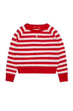 Knitwear>MAX&Co. Wool crew-neck pullover with stripes red